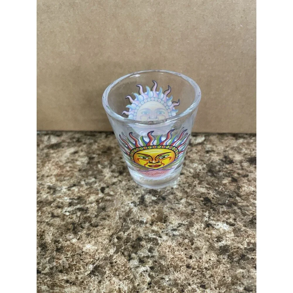 Whiskey Shot Glass Dominican Republic Flag with Sun‎